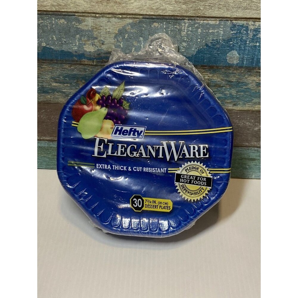 30 HEFTY Elegant Ware Blue Extra Thick Dessert Plates New Sealed NOS